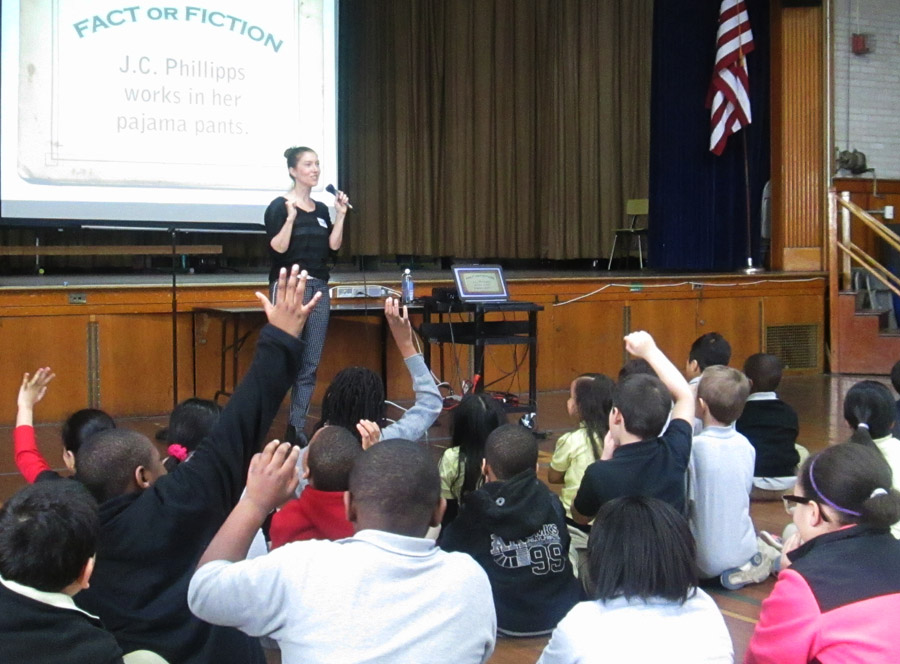 J. C. Phillipps visits Hockanum School.