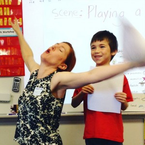 J.C. Phillipps acts out a scene with a student.
